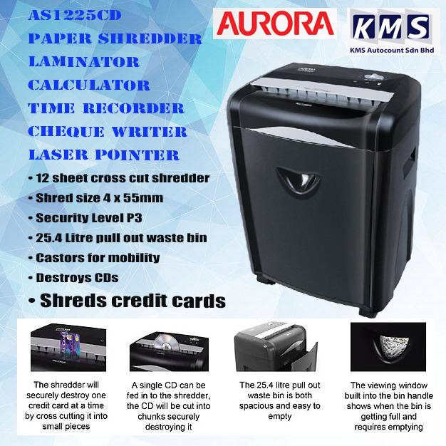 Japan Aurora Heavy Duty Shredder AS1225CD + 5 Years Warranty (Metal Cutter)