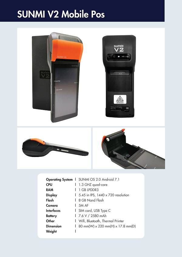 Sunmi V2 Android 7.1 PDA Handheld POS Terminal Printer PDA 4G WiFi with