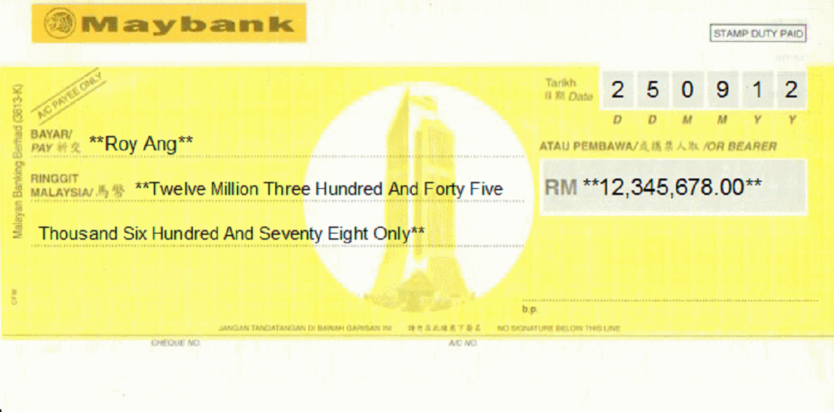 Cheque writer Software (MALAYSIA VERSION)