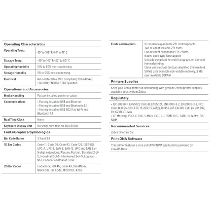 Zebra ZD230 (ZD23042-30PG00EZ) Barcode Label Printer USB