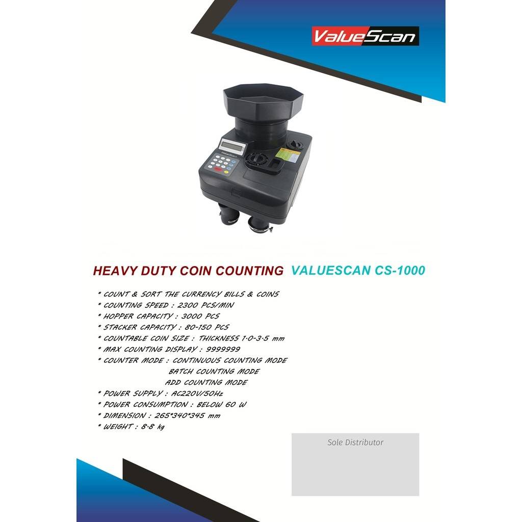 ValueScan CS1000 Heavy Duty Coin Counting Machine