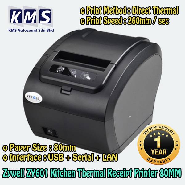 Zywell ZY601 Kitchen Thermal Receipt Printer 80MM ( With USB + Serial