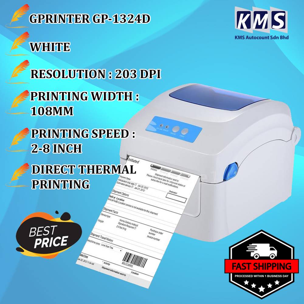 Gprinter GP1324D Thermal Printer Waybill Barcode Shipping Label
