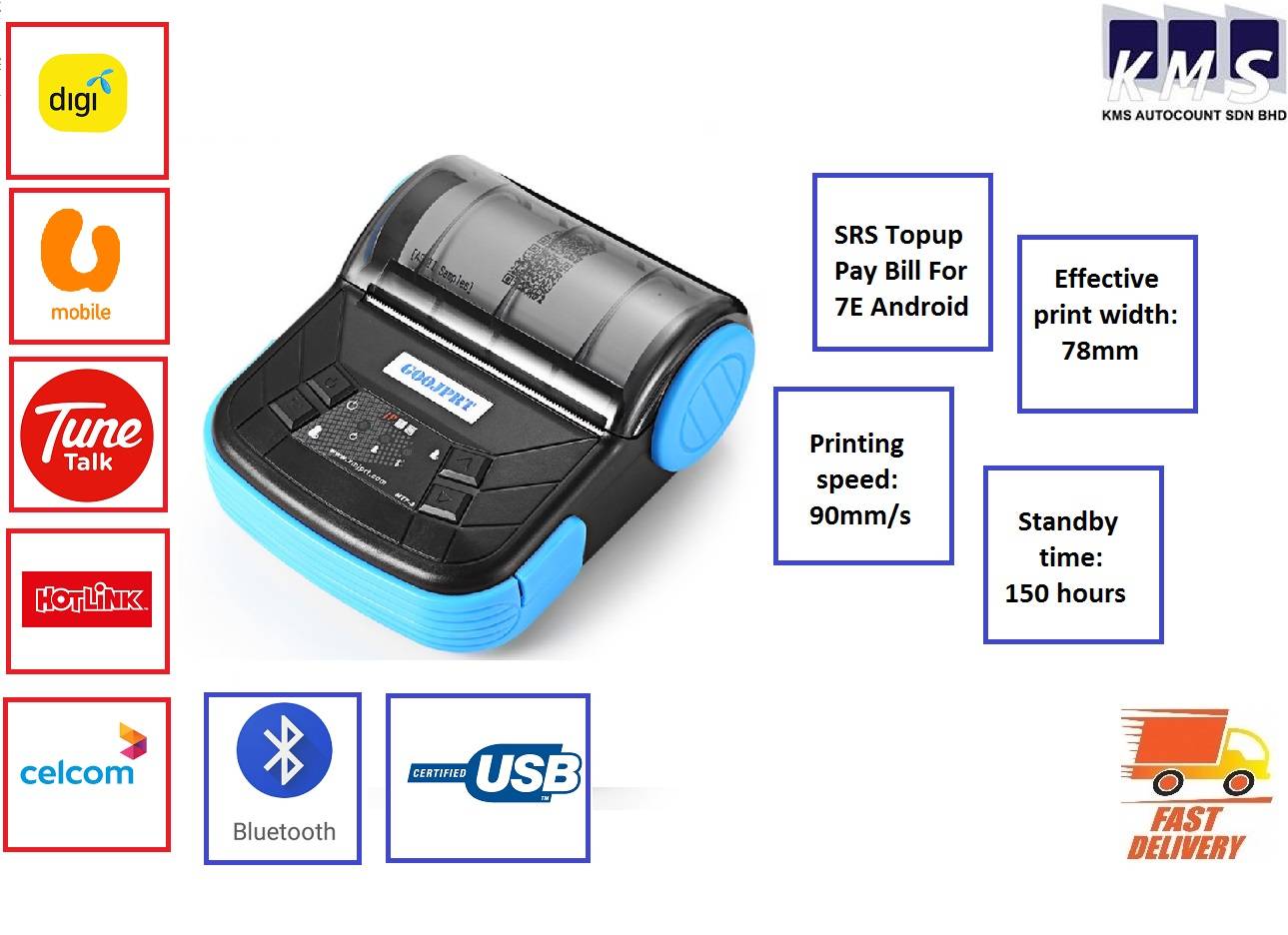 Goojprt MTP3 Bluetooth 80mm Thermal Receipt Printer