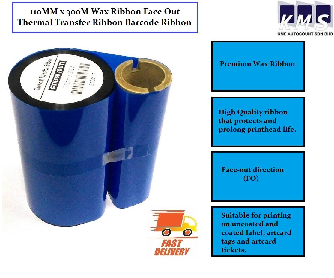 110MM x 300M Wax Ribbon Face Out Thermal Transfer Ribbon Barcode Ribbon