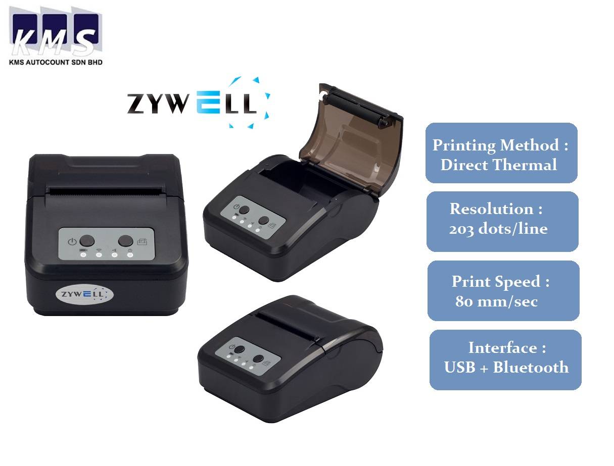 Zywell ZM03 Mobile Pos 58mm Bluetooth Thermal Receipt Printer For
