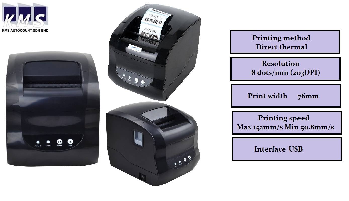 Barcode printer 365b Xprinter 365B Thermal Receipt Printer Bill POS
