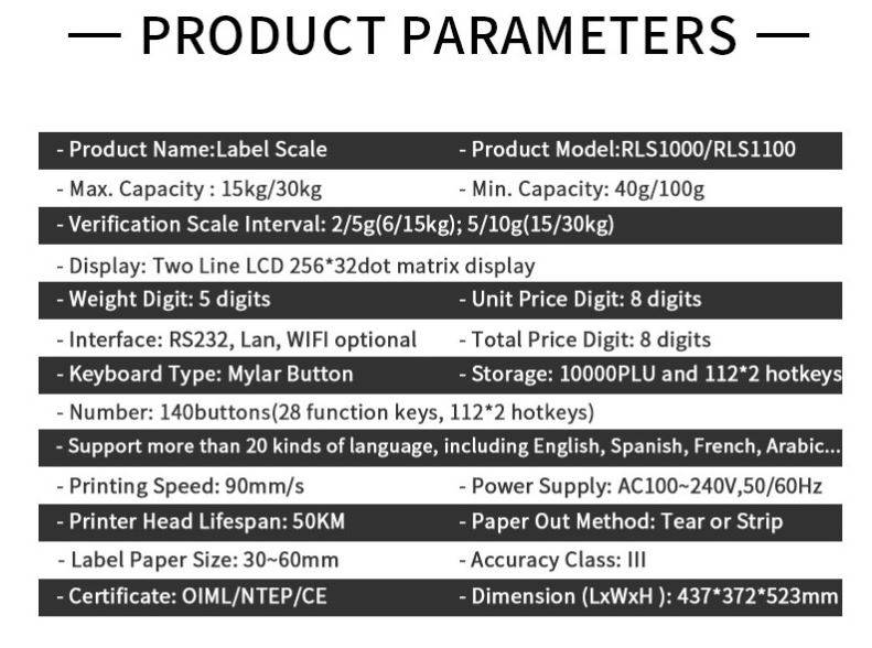 RONGTA RLS1100 30KG BARCODE WEIGHING SCALE WITH 1 YEAR STAMPING
