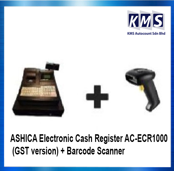 ASHICA Electronic Cash Register ACECR1000 (GST version) + Barcode Scanner