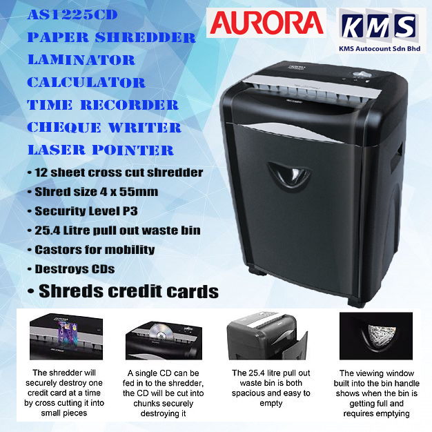 Japan Aurora Heavy Duty Shredder AS1225CD + 5 Years Warranty (Metal Cutter)