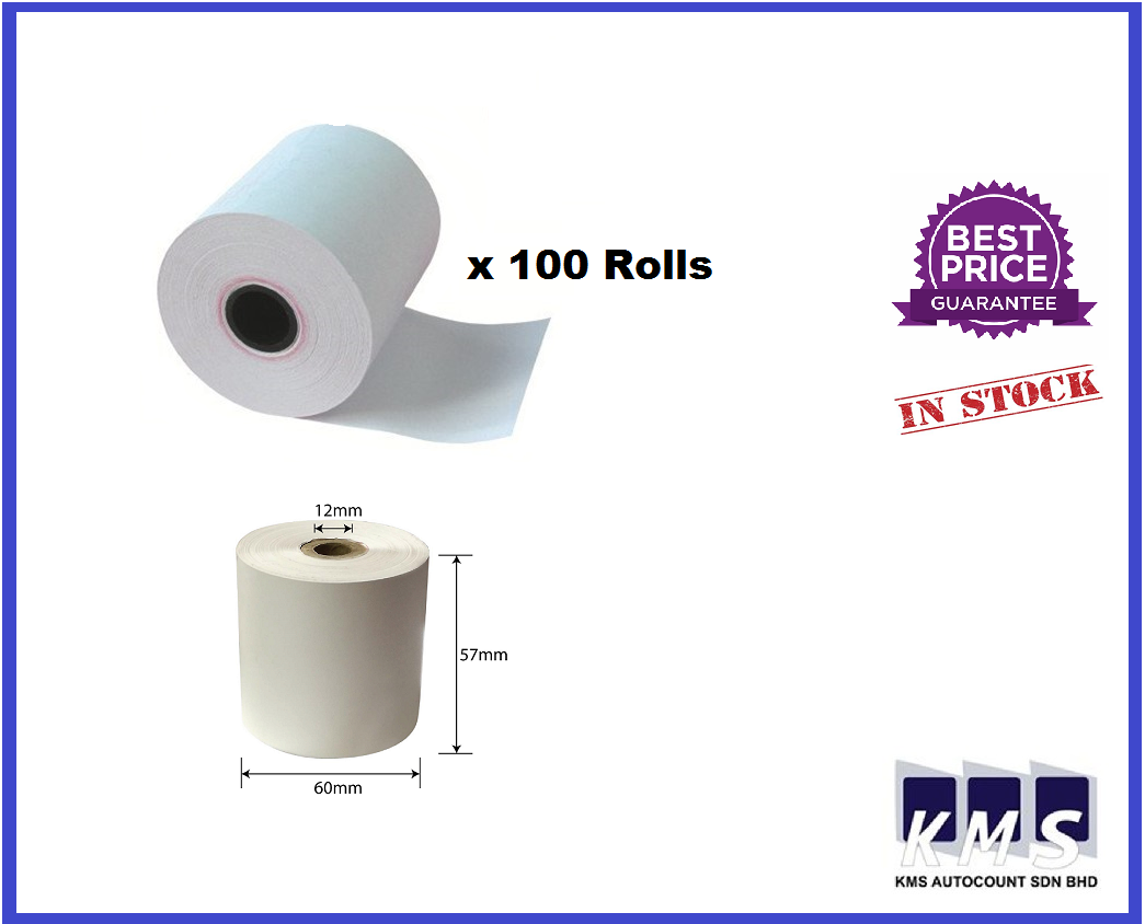 100RollS 57mm x 60mm X 12MM Thermal Receipt Paper Roll