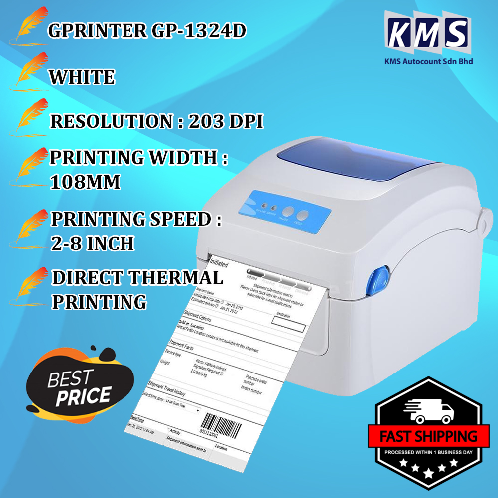 Gprinter GP1324D Thermal Printer Waybill Barcode Shipping Label