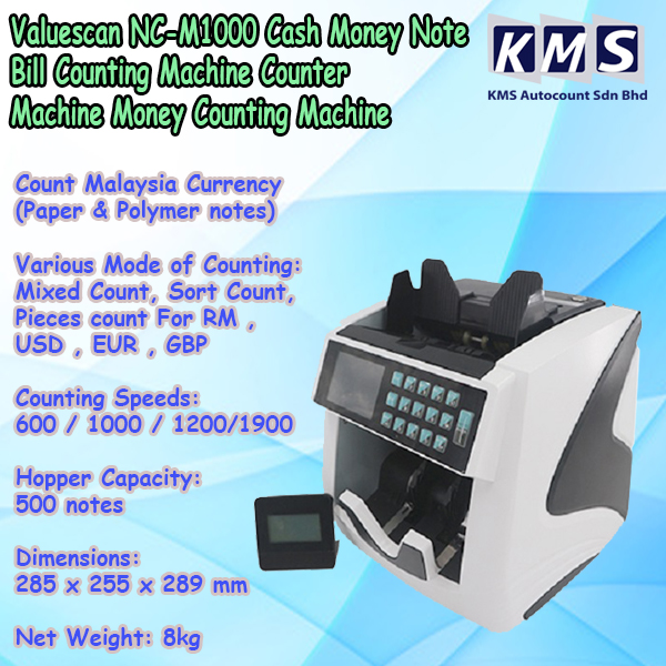 Valuescan NCM1000 Cash Money Note Bill Counting Machine Counter Machine Money Counting Machine