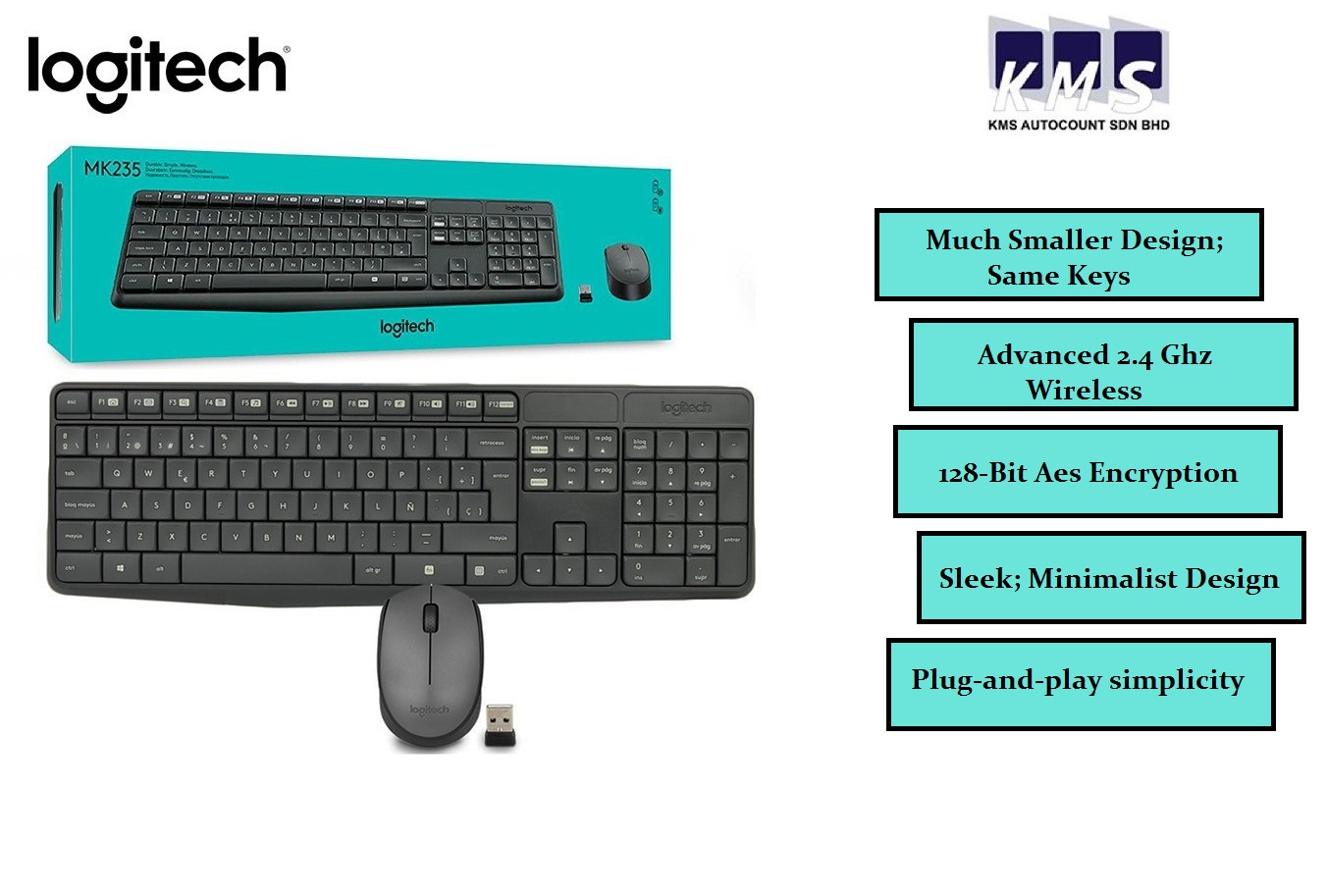LOGITECH MK235 WIRELESS COMBO KEYBOARD + MOUSE