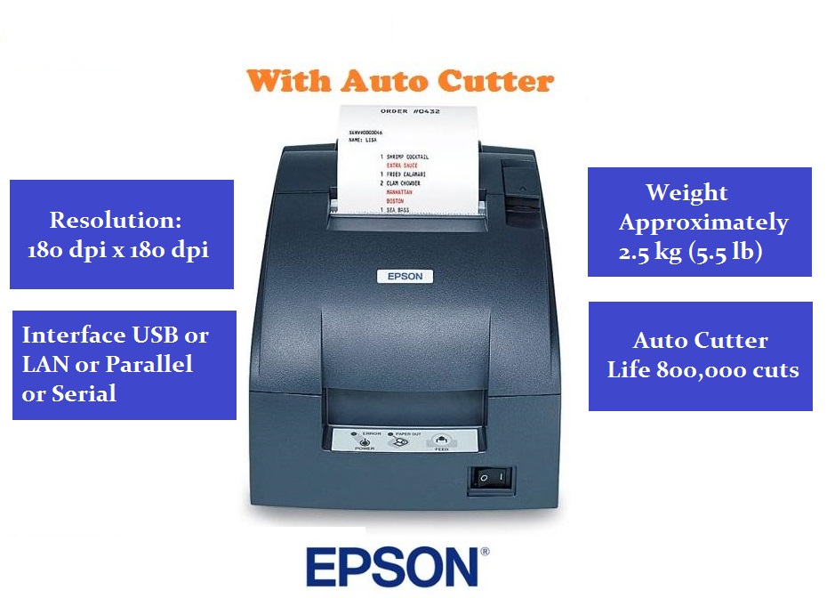 Epson TMU220B (Auto Cutter) Dot Matrix Receipt Printer