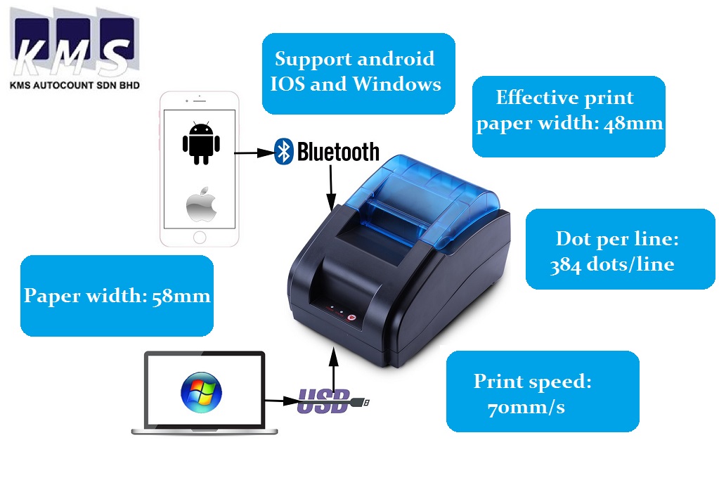【Phone Printer】Bluetooth Android IOS Receipt Shop Bill 58mm Thermal Printer